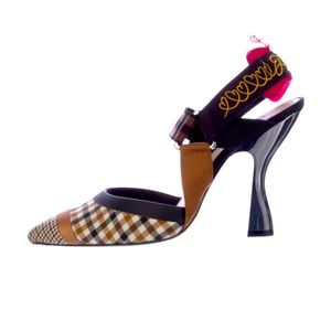 Fendi (authentic) Colibri Slingback Plaid Pumps